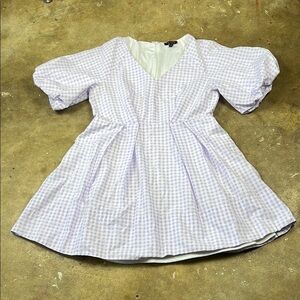1 State puff Sleeve Checkered Dress 
Size: Medium